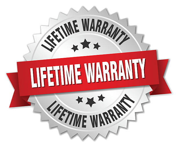 lifetime warranty 3d silver badge with red ribbon